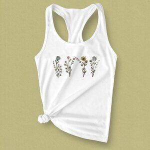 Wildflower Graphic Tank Top Botanical Gardening Summer Tank